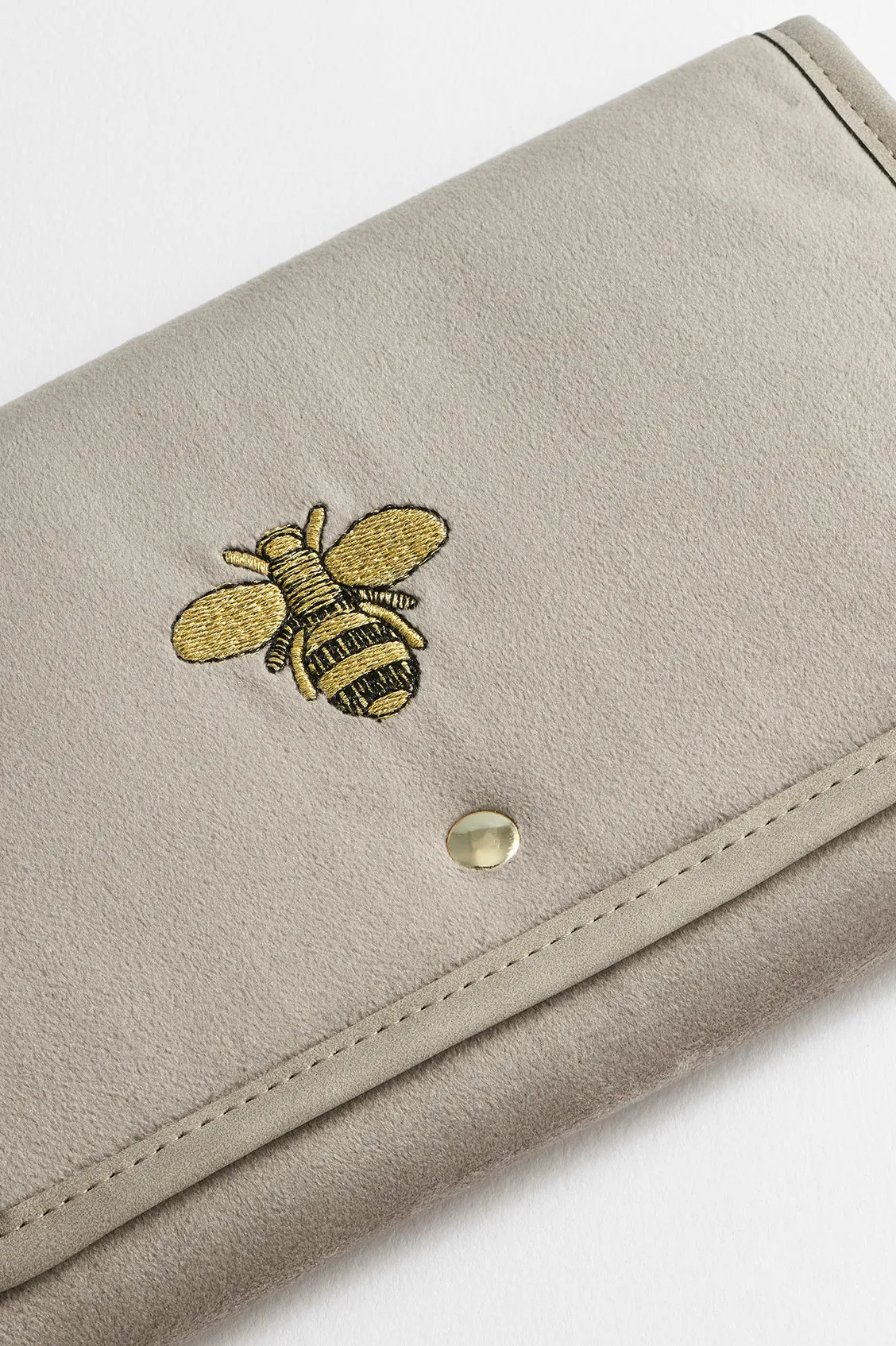 Embroidered Bee Folding Jewellery Pouch