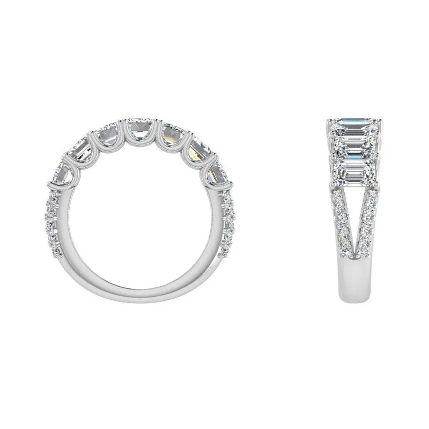Emerald Cut Diamond Half Eternity Ring