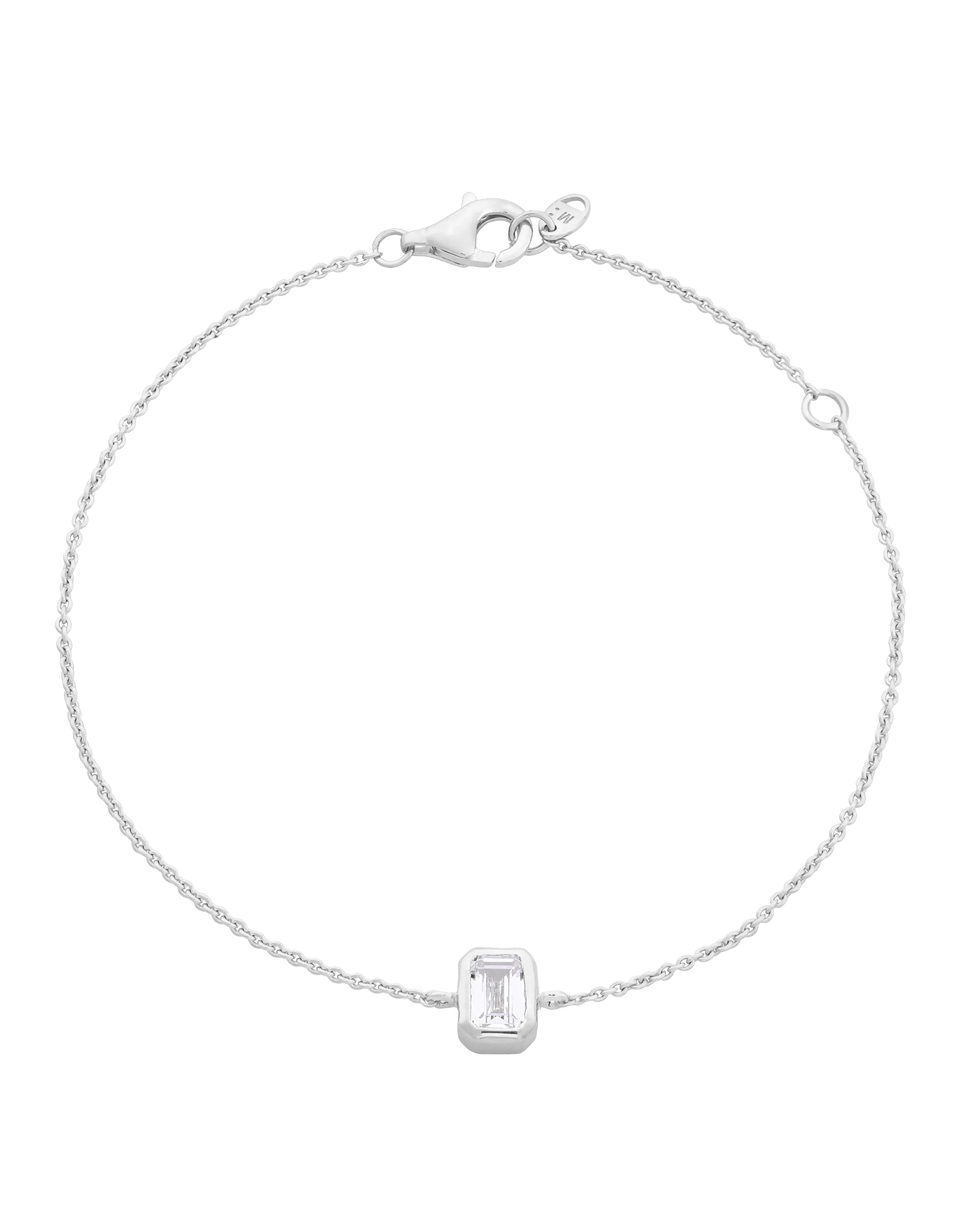 Emerald Solitaire Diamond Bracelet - 14K White Gold