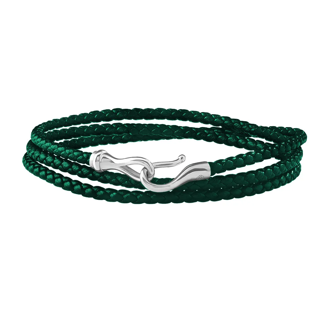 Fish Hook Triple Wrap Leather Bracelet in Gold