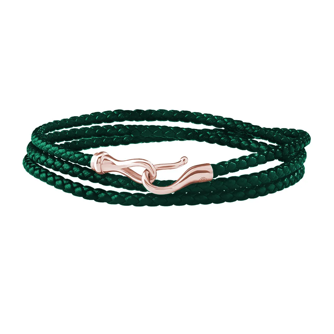 Fish Hook Triple Wrap Leather Bracelet in Gold
