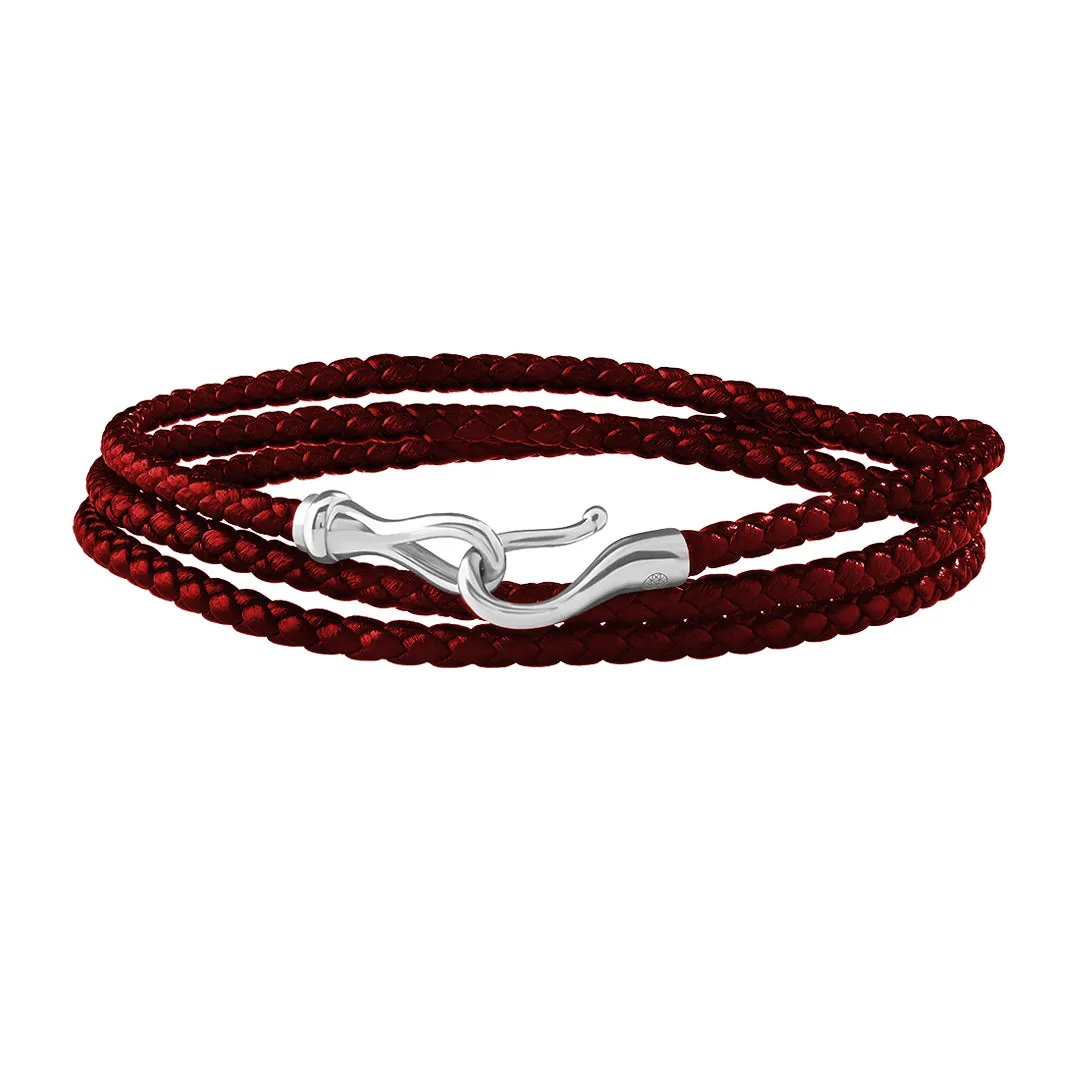 Fish Hook Triple Wrap Leather Bracelet in Gold