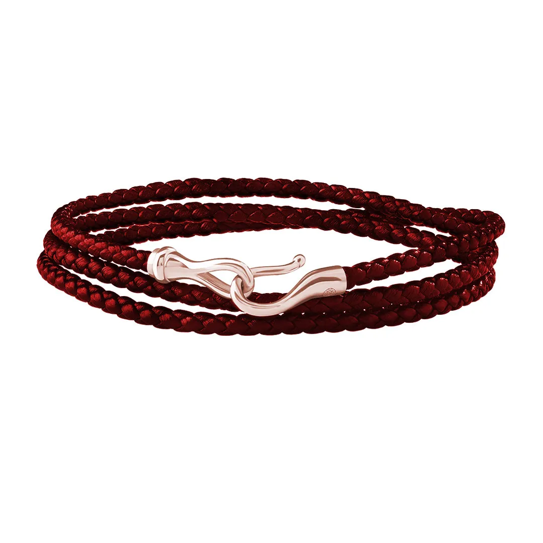 Fish Hook Triple Wrap Leather Bracelet in Gold