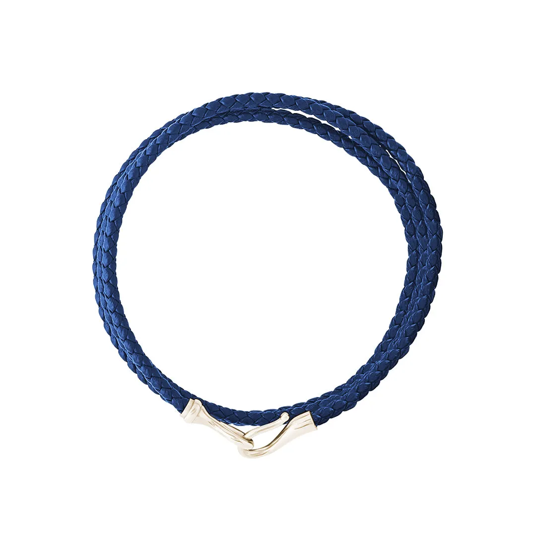 Fish Hook Triple Wrap Leather Bracelet in Gold