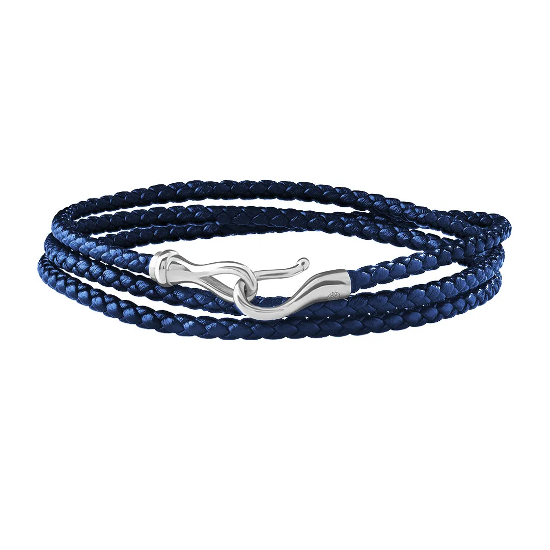 Fish Hook Triple Wrap Leather Bracelet in Gold