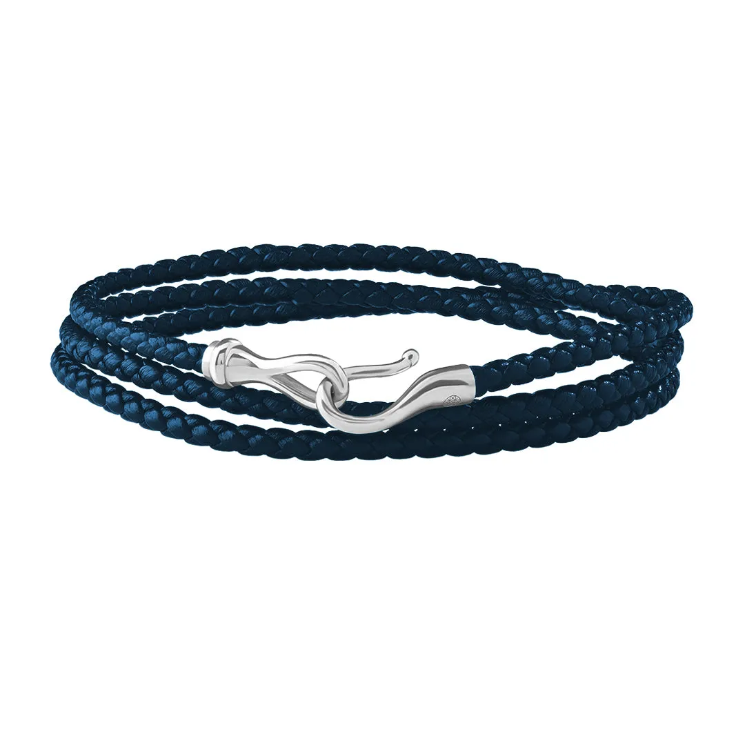 Fish Hook Triple Wrap Leather Bracelet in Gold