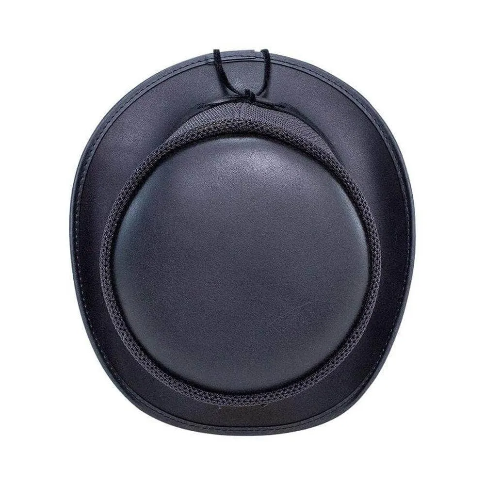 Flames | Mens Biker Leather Top Hat with Skull Hat Band