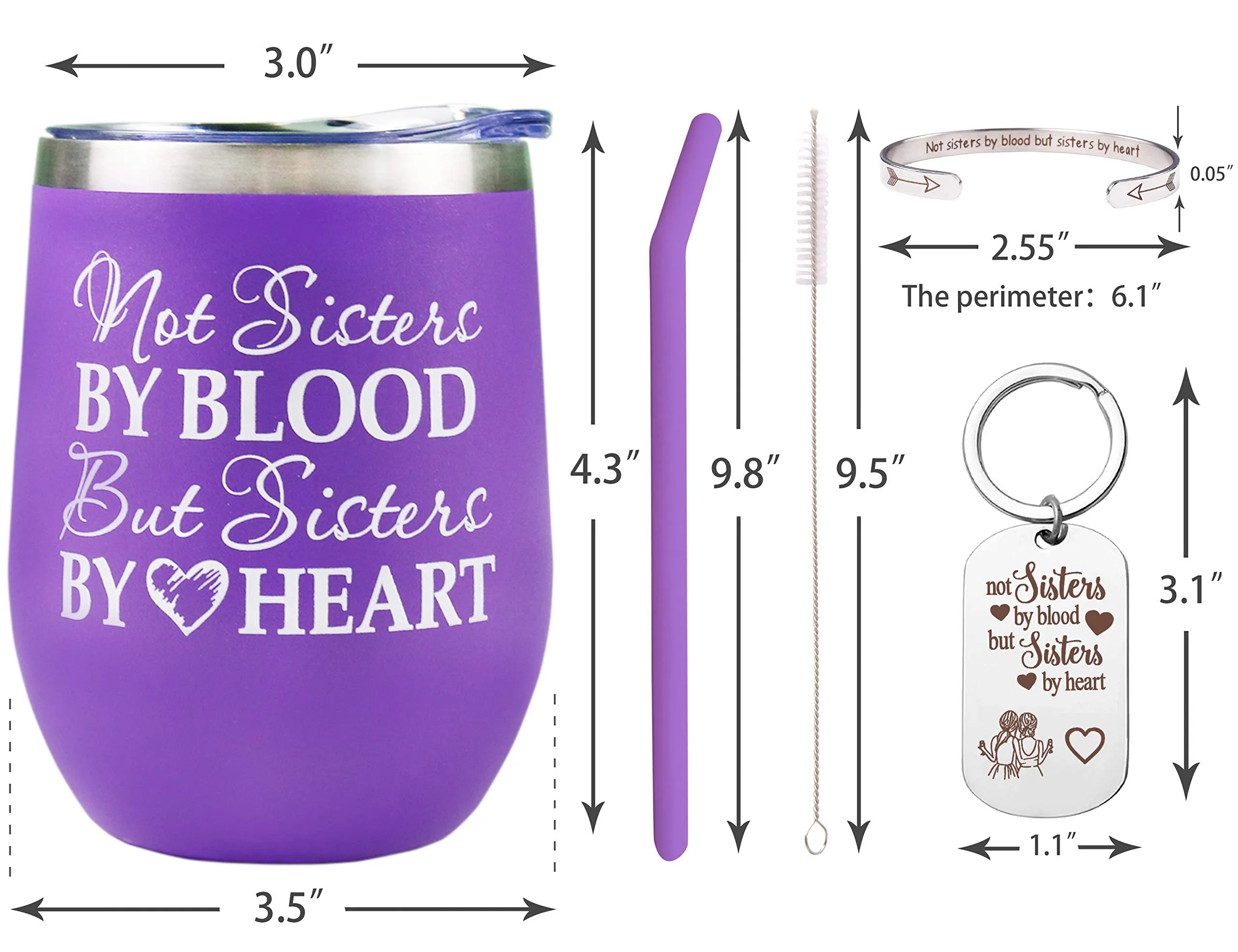 Friend Gifts for Women, Not Sisters by Blood but Sisters by Heart, Birthday Gifts