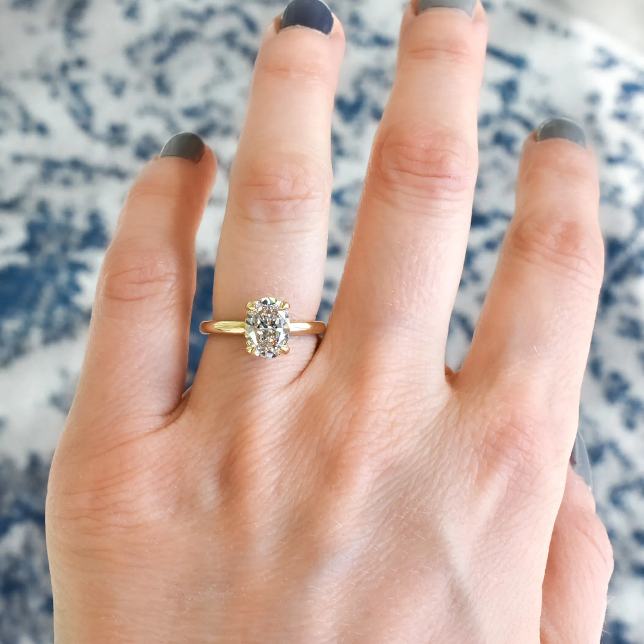 Gabriella Hidden Halo Oval Cut Diamond Engagement Ring