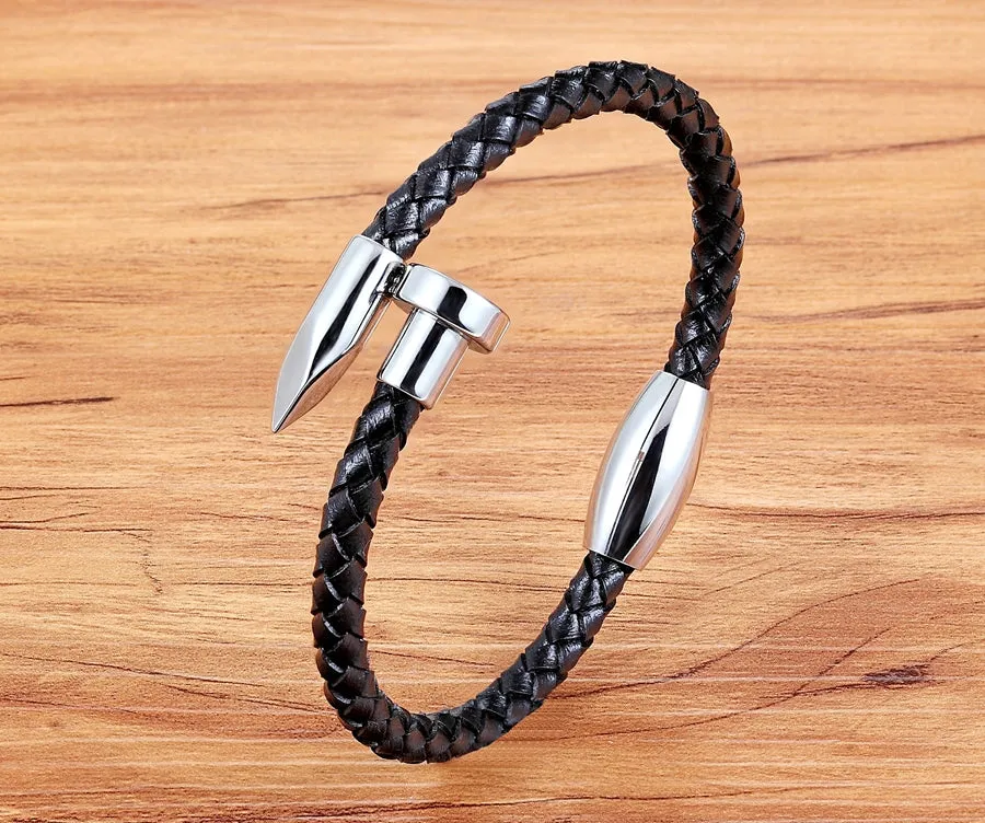 Genuine Leather Nail Bracelet