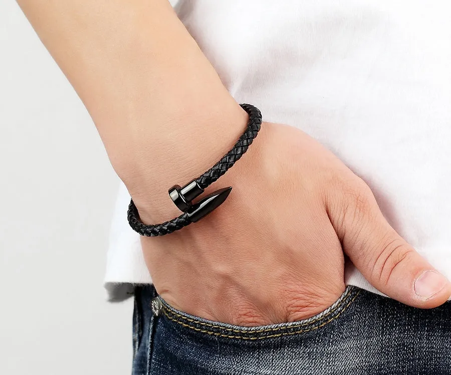 Genuine Leather Nail Bracelet