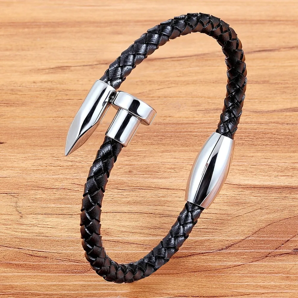 Genuine Leather Nail Bracelet