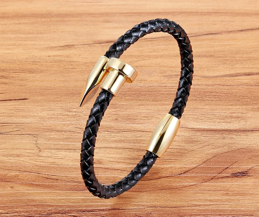 Genuine Leather Nail Bracelet