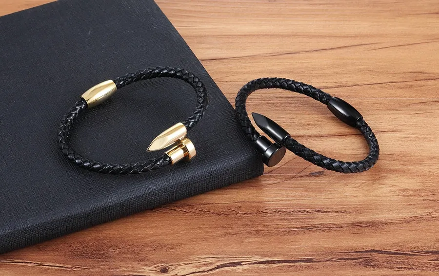 Genuine Leather Nail Bracelet