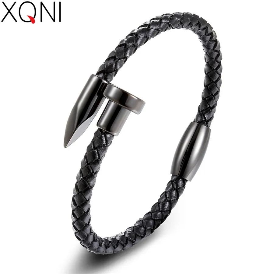 Genuine Leather Nail Bracelet