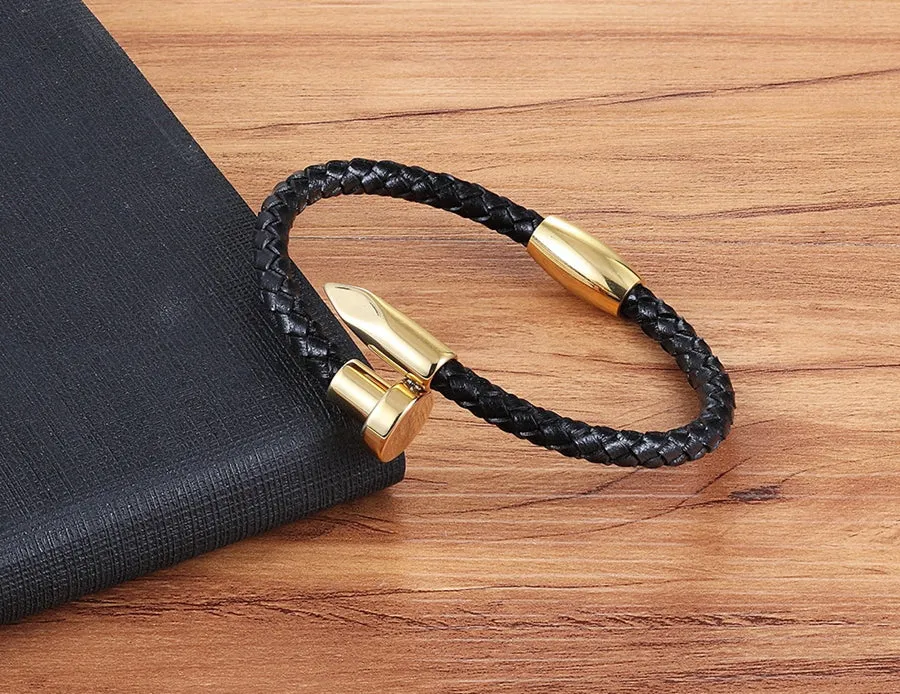 Genuine Leather Nail Bracelet