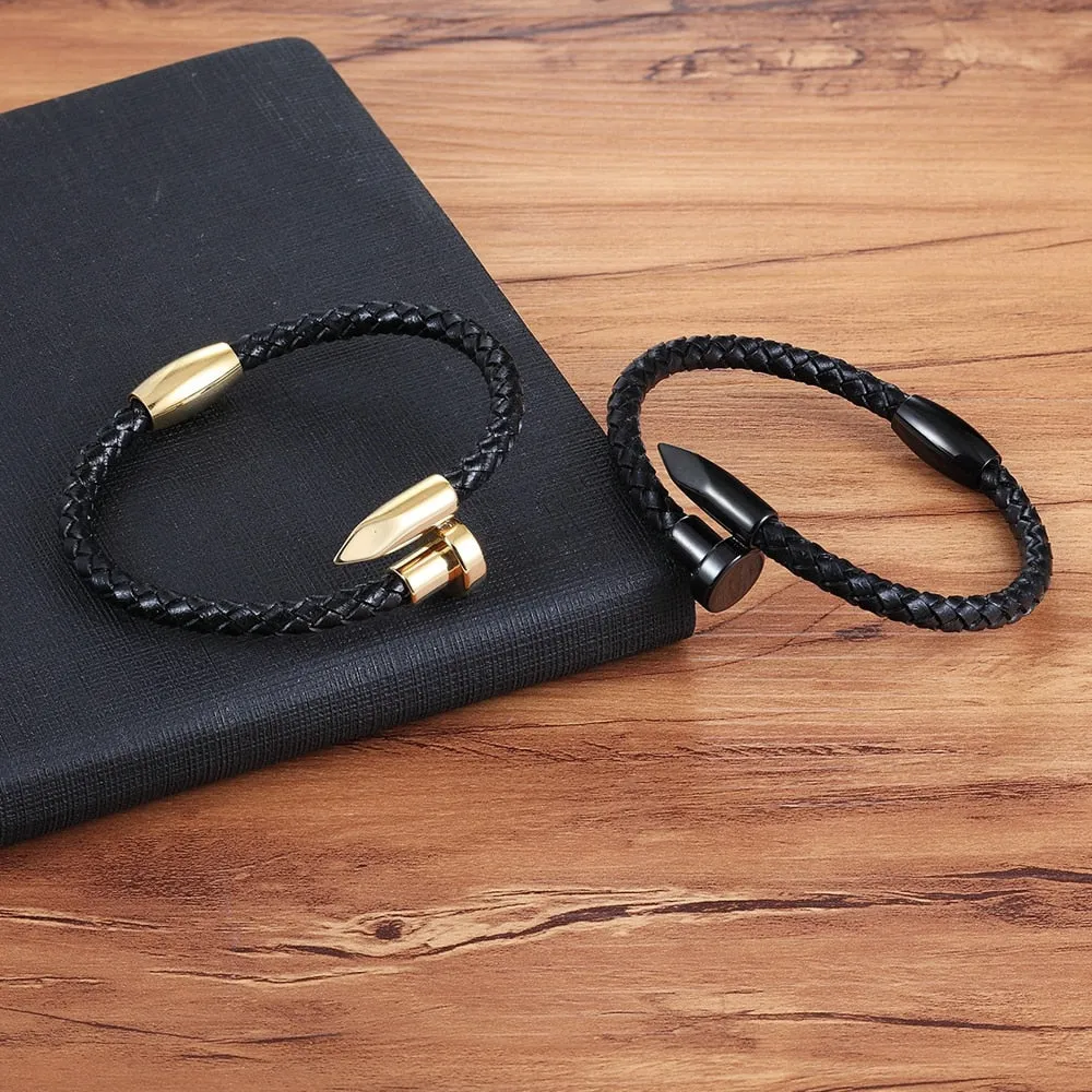 Genuine Leather Nail Bracelet