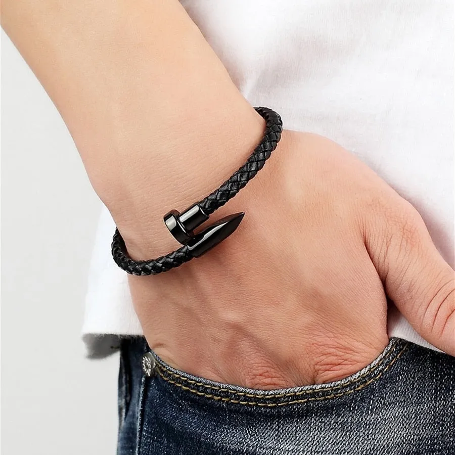 Genuine Leather Nail Bracelet