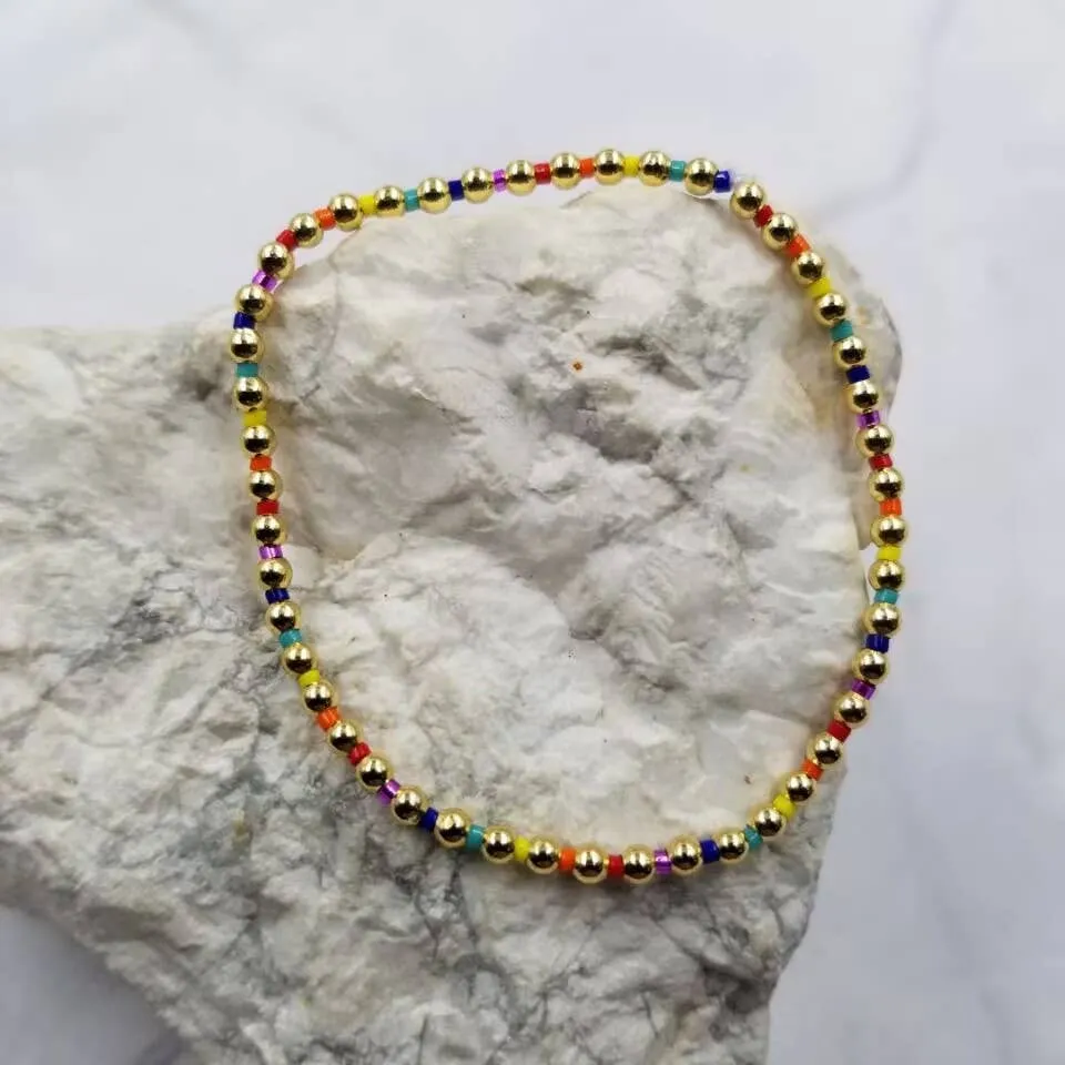 Gold and Multicolor Bead bracelet