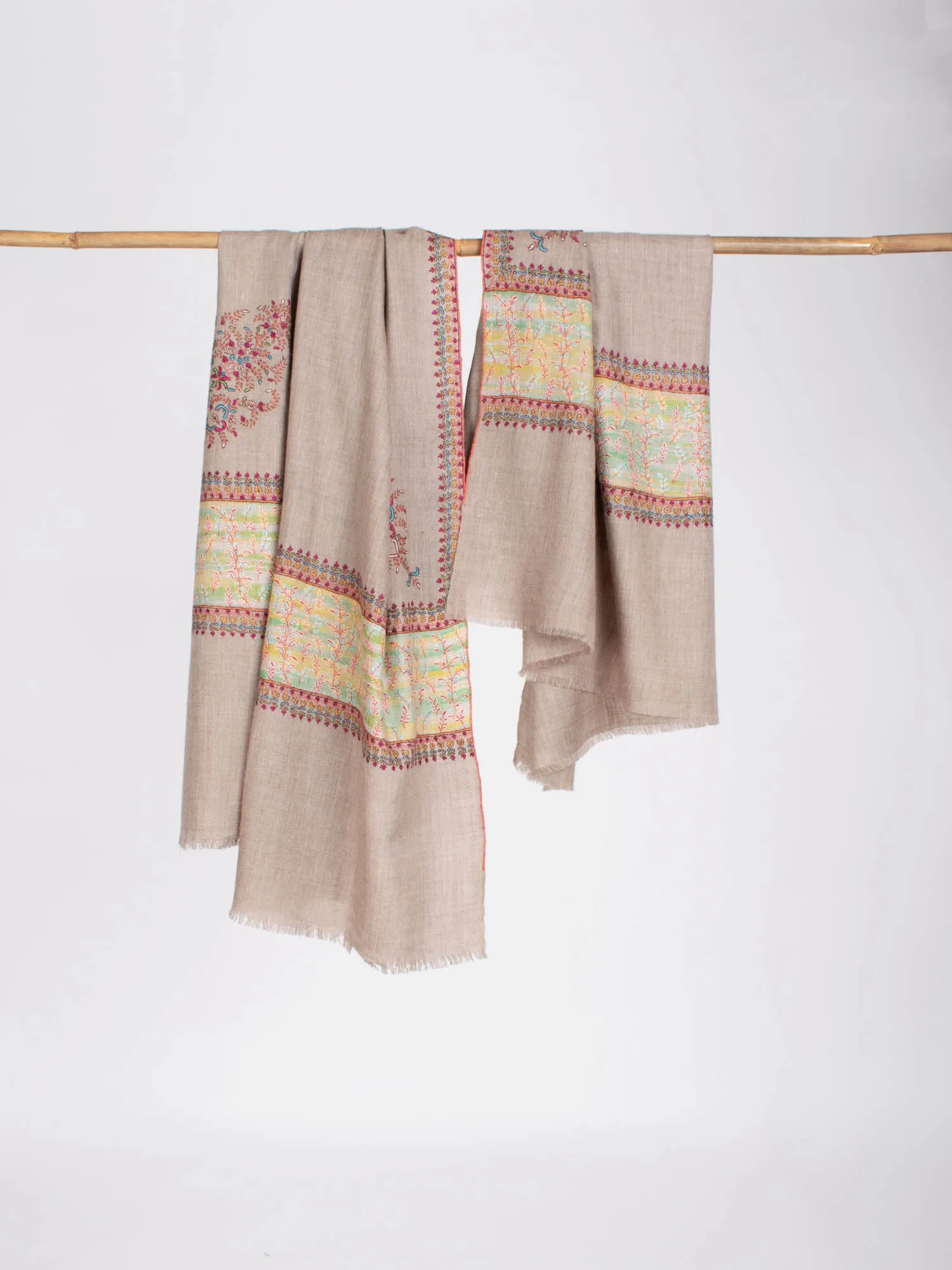 Gray Palla Embroidered Stylish Pashmina Shawl - NAPPANEE