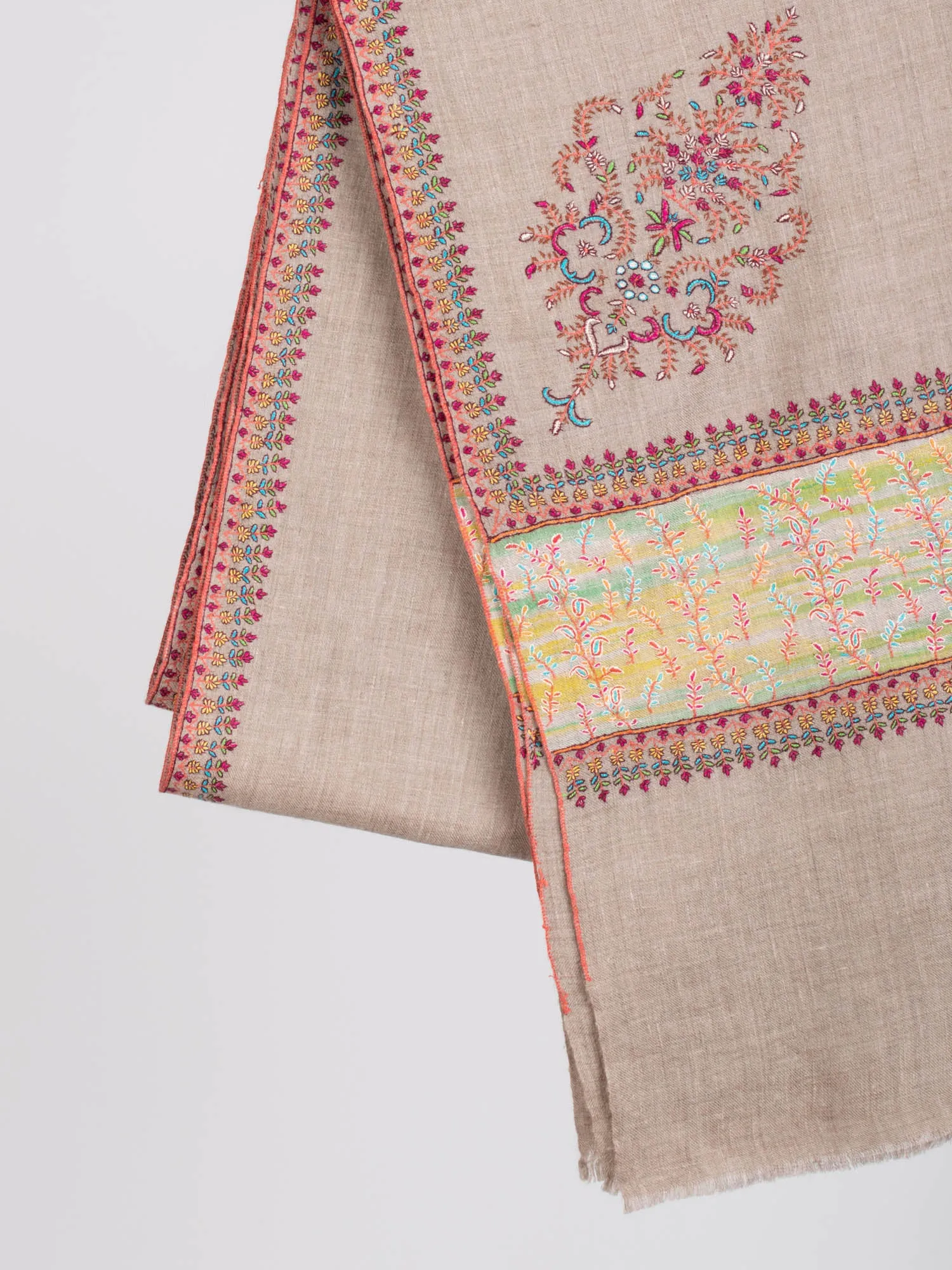 Gray Palla Embroidered Stylish Pashmina Shawl - NAPPANEE