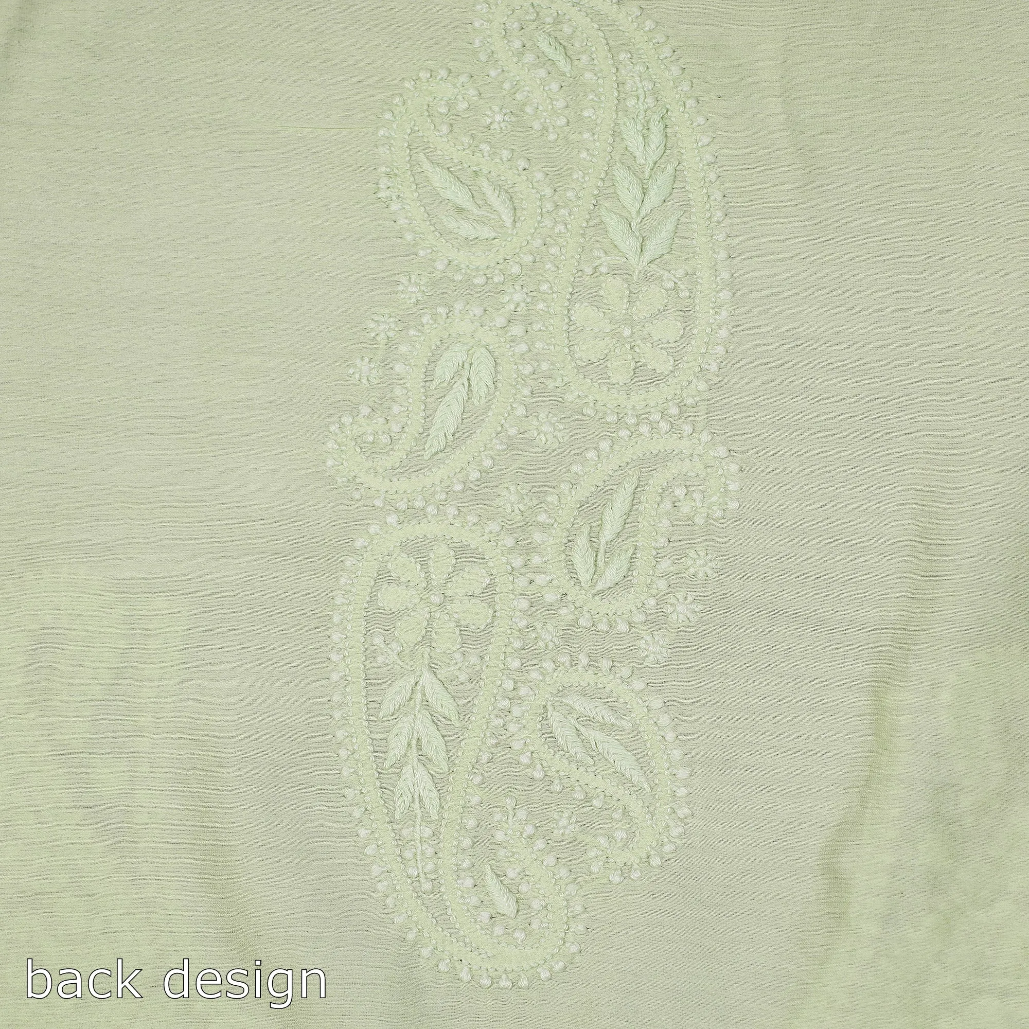 Green - 2pc Lucknow Chikankari Mukaish Hand Embroidery Chanderi Silk Suit Material Set