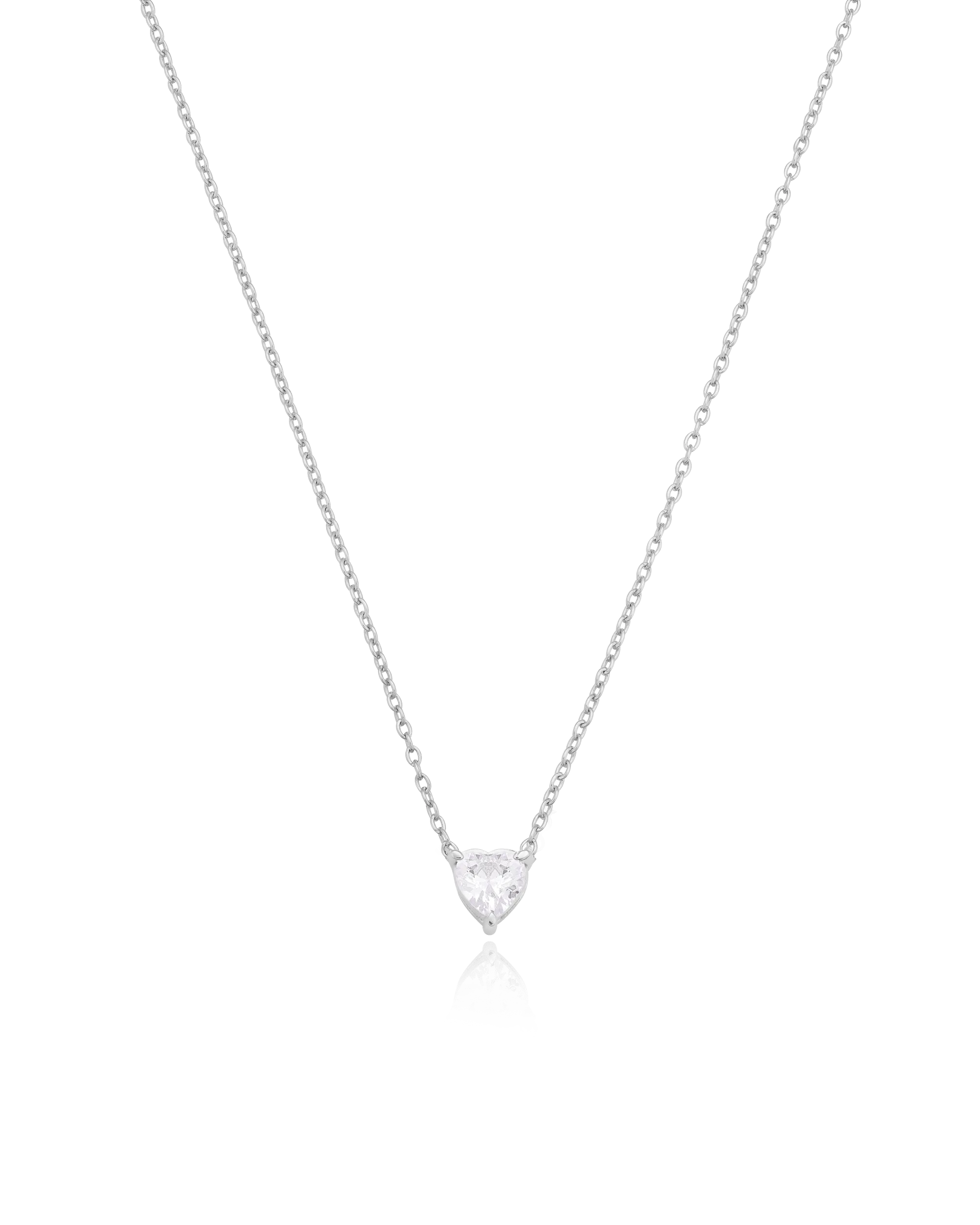 Heart Solitaire Diamond Necklace - 18K Gold Vermeil
