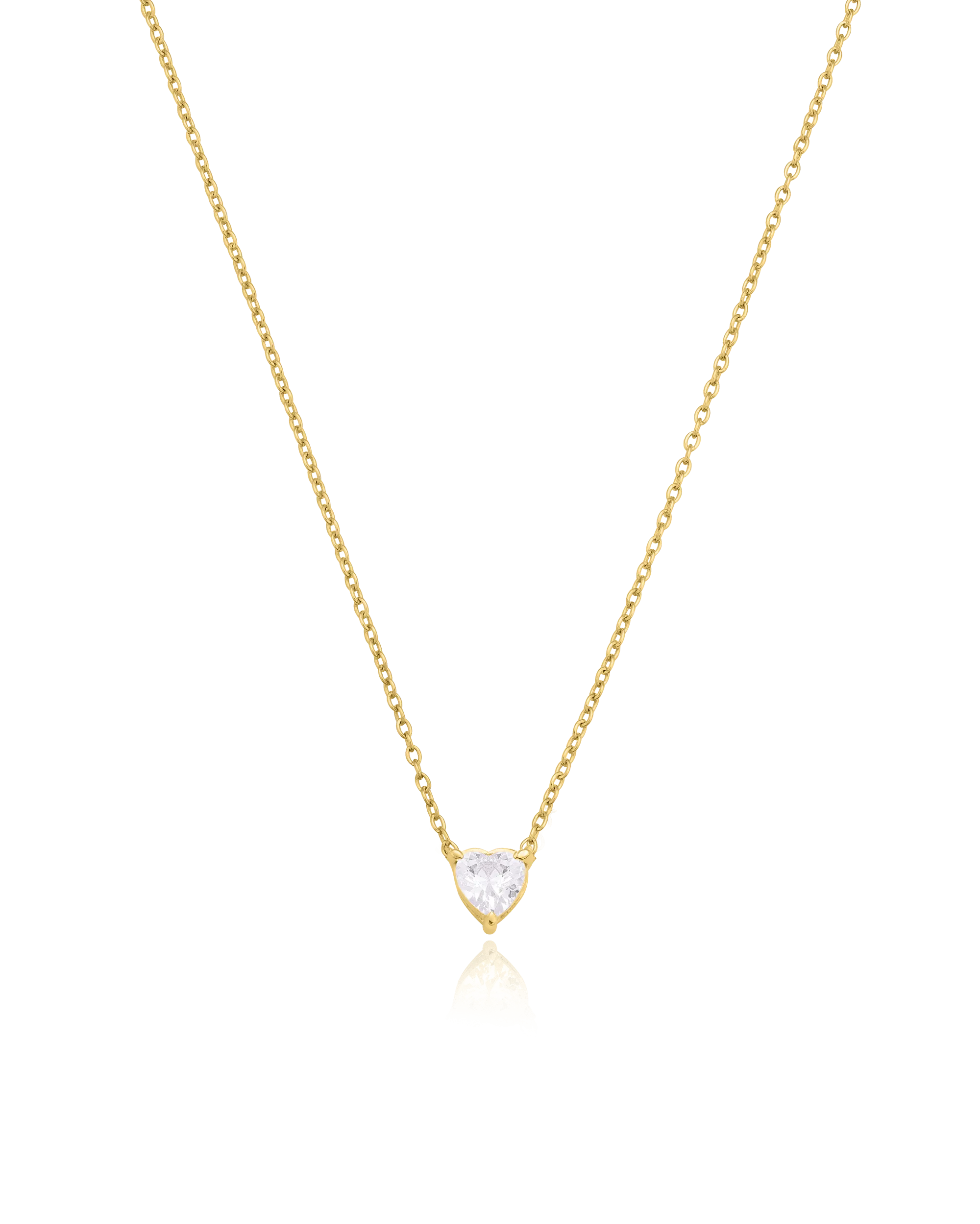 Heart Solitaire Diamond Necklace - 18K Gold Vermeil