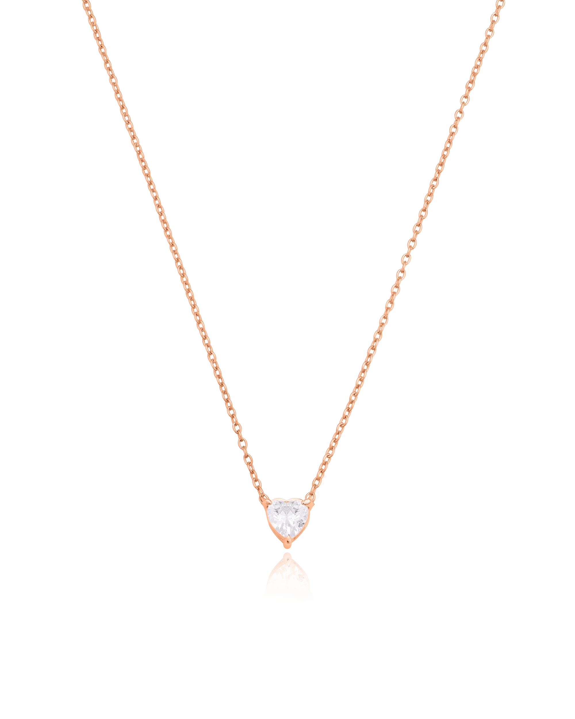 Heart Solitaire Diamond Necklace - 18K Gold Vermeil