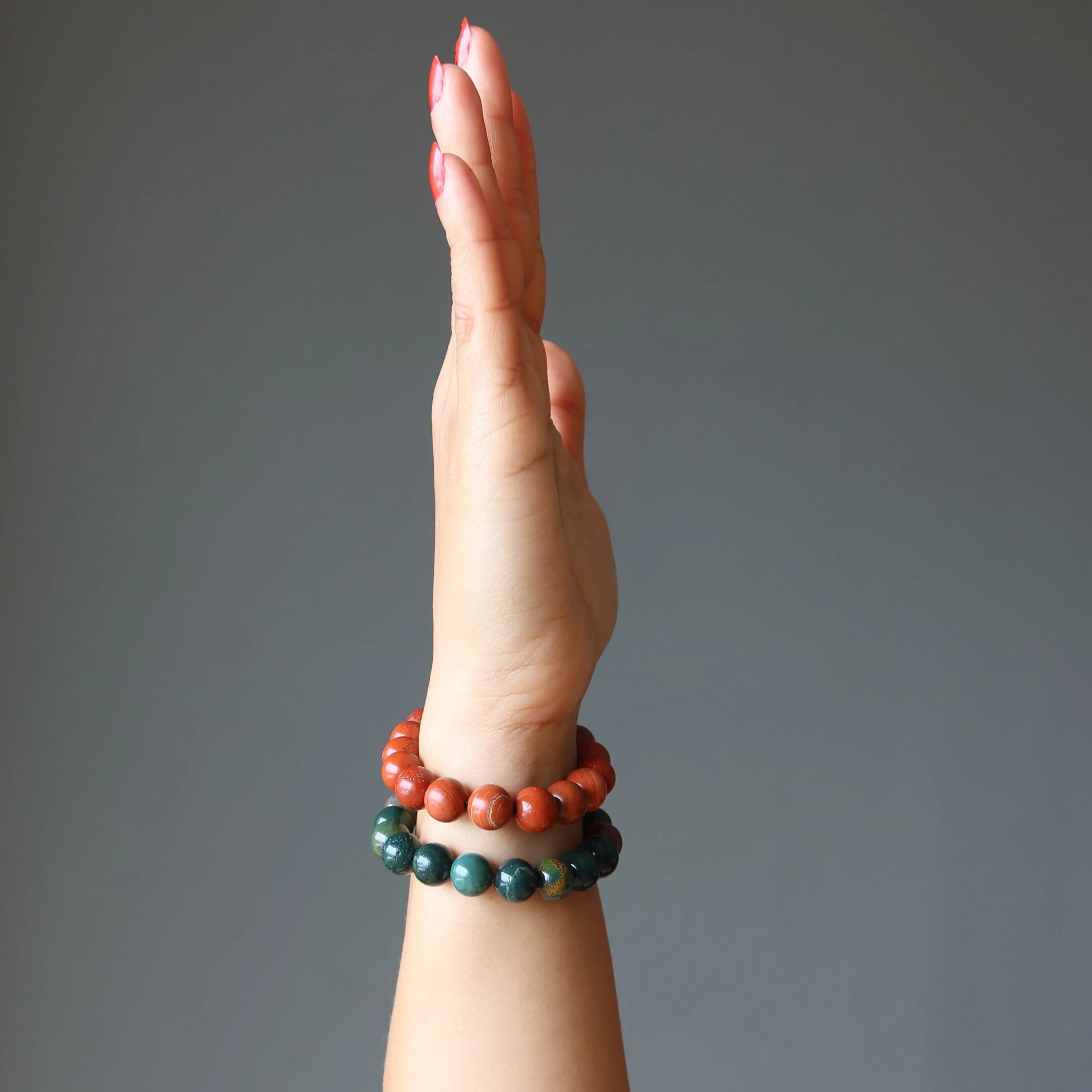 Holiday Bracelet Set Festive Red Jasper Green Bloodstone