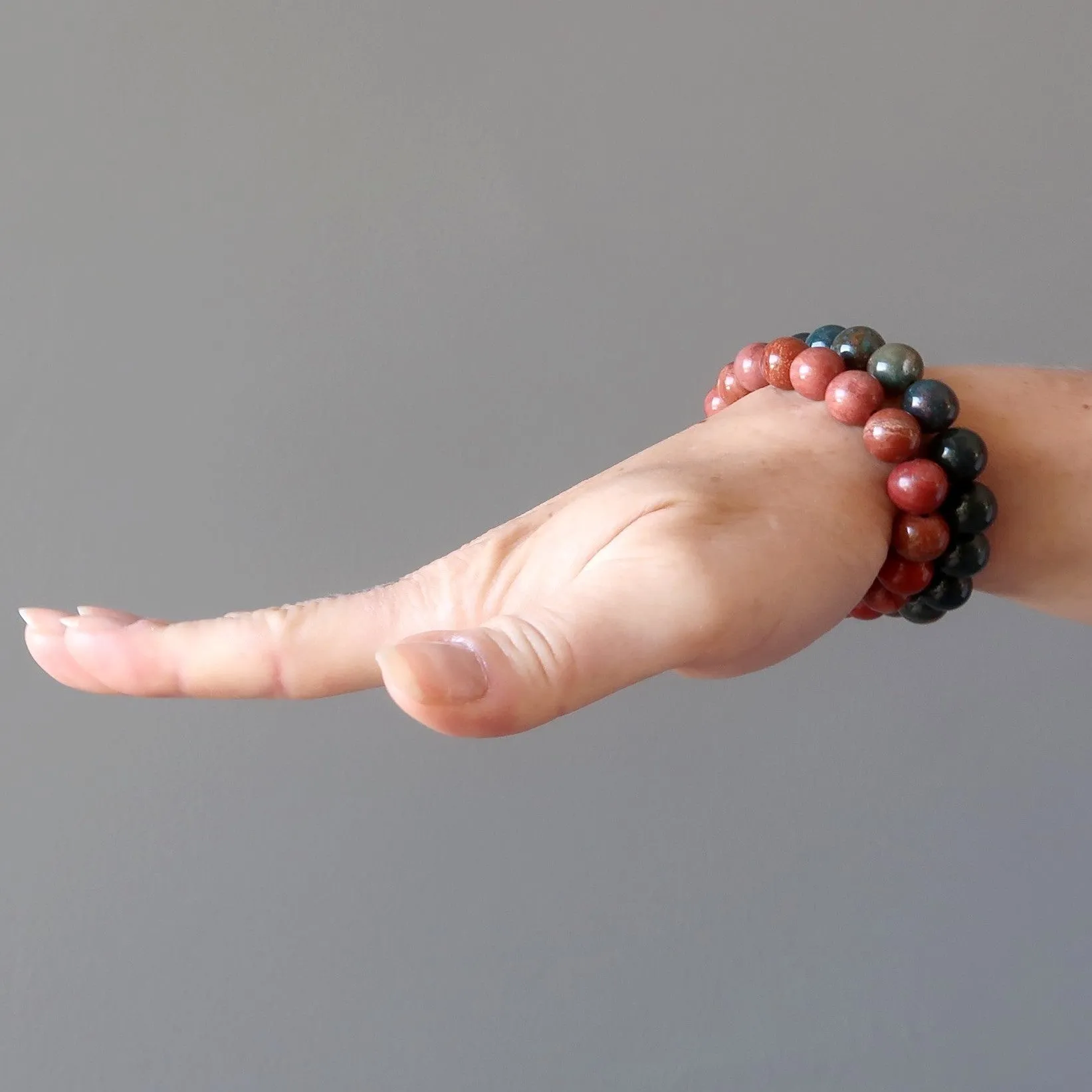 Holiday Bracelet Set Festive Red Jasper Green Bloodstone