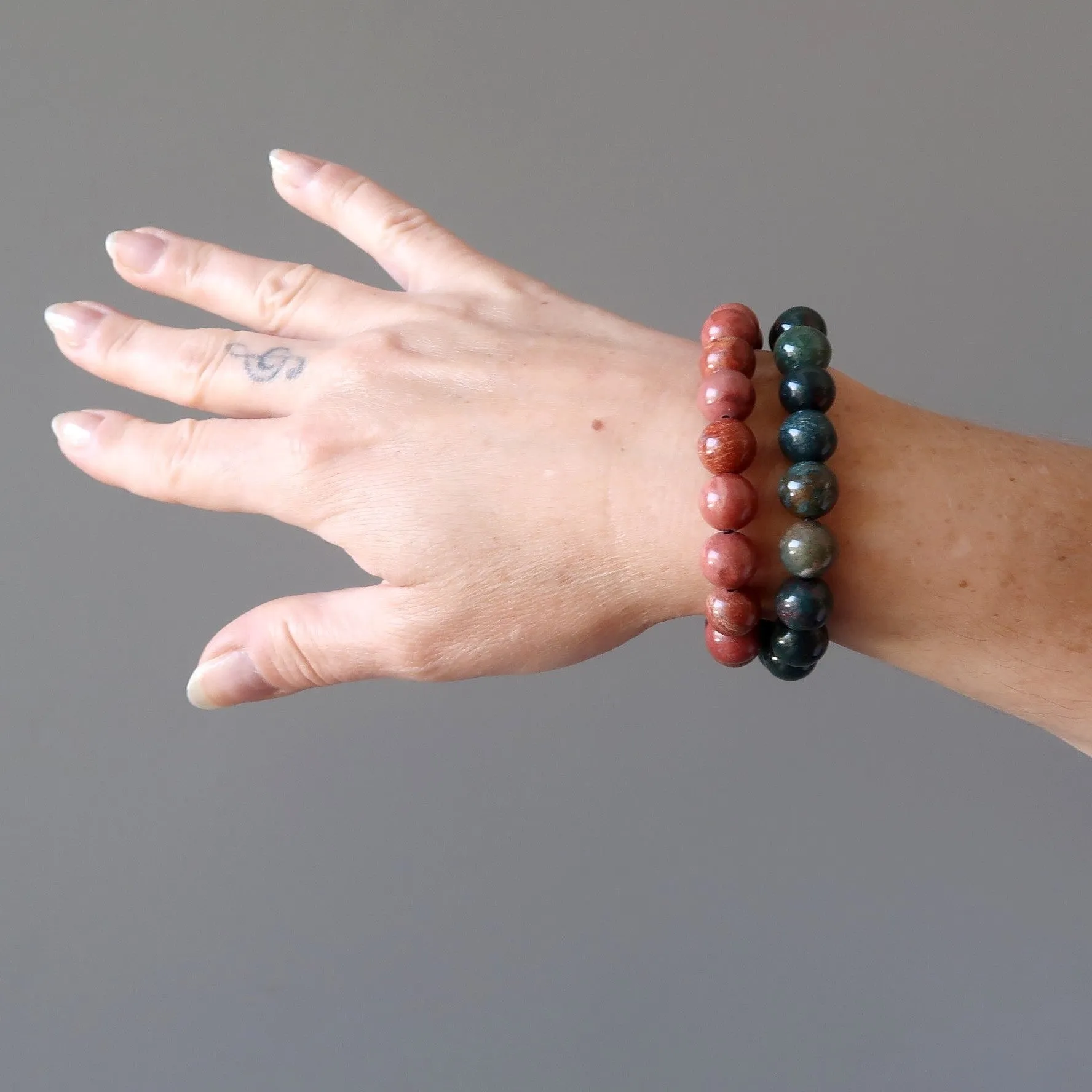 Holiday Bracelet Set Festive Red Jasper Green Bloodstone