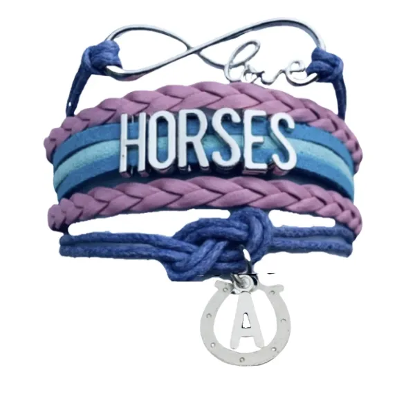 Horseshoe Initial Charm Bracelet - Pick Colors