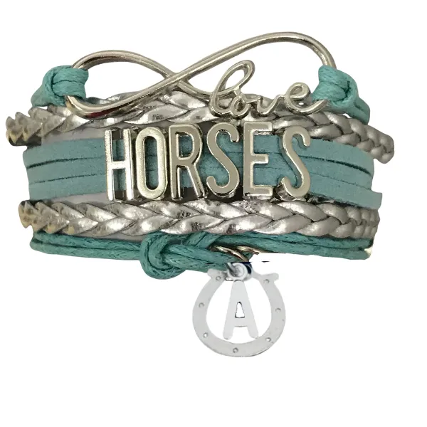 Horseshoe Initial Charm Bracelet - Pick Colors