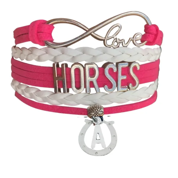 Horseshoe Initial Charm Bracelet - Pick Colors