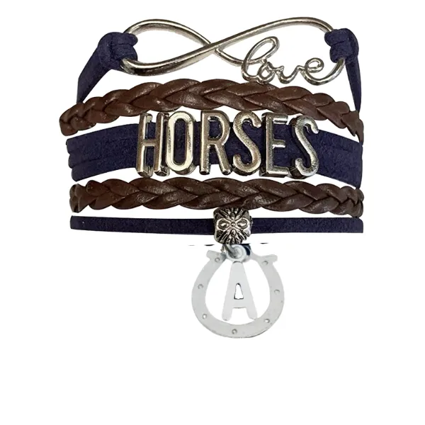 Horseshoe Initial Charm Bracelet - Pick Colors