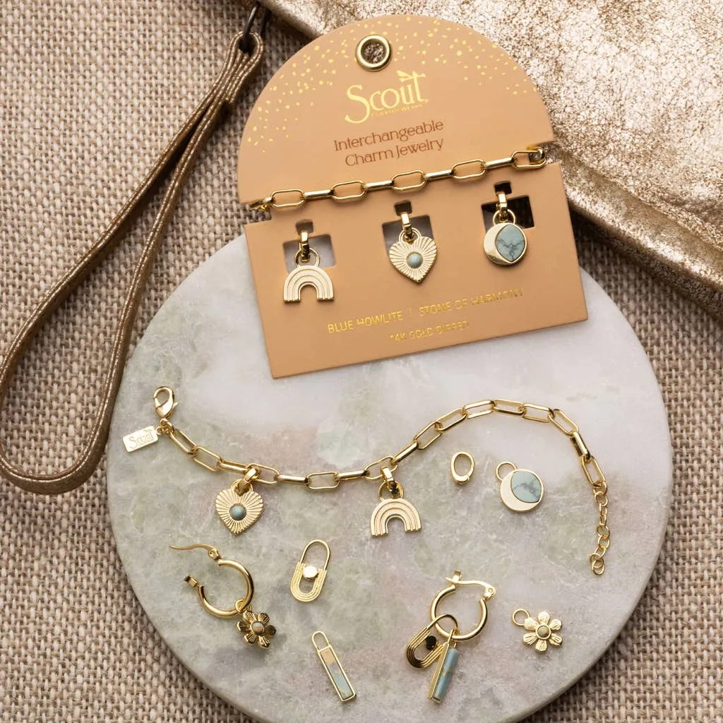 Interchangeable Charm Earring - Aqua Terra / Peace / Gold