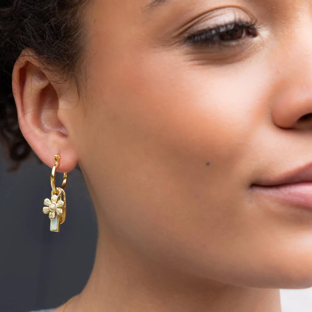 Interchangeable Charm Earring - Aqua Terra / Peace / Gold