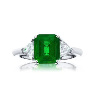 JB Star Emerald & Triangle Diamond Ring Platinum