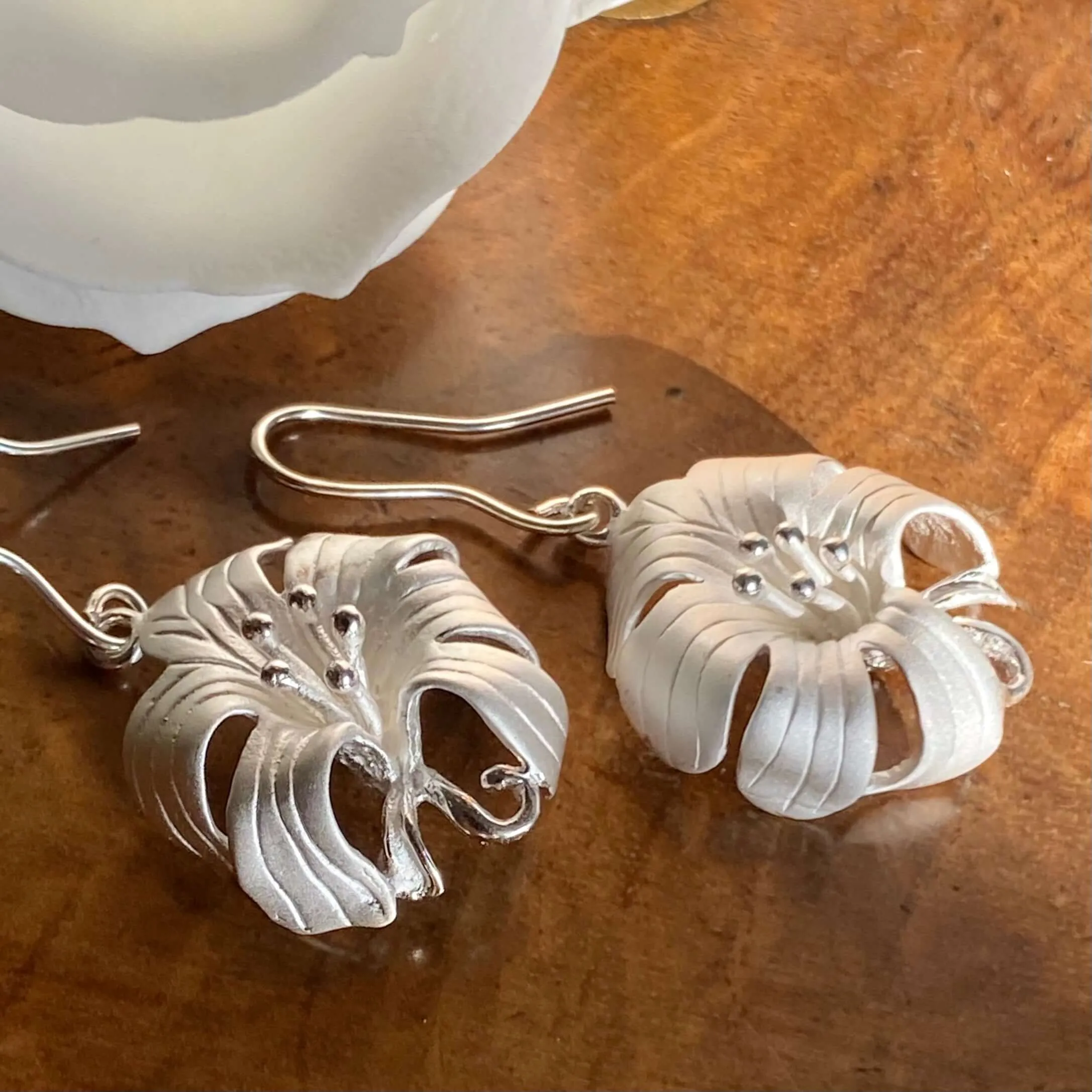 Large Sterling Silver Lily Earrings