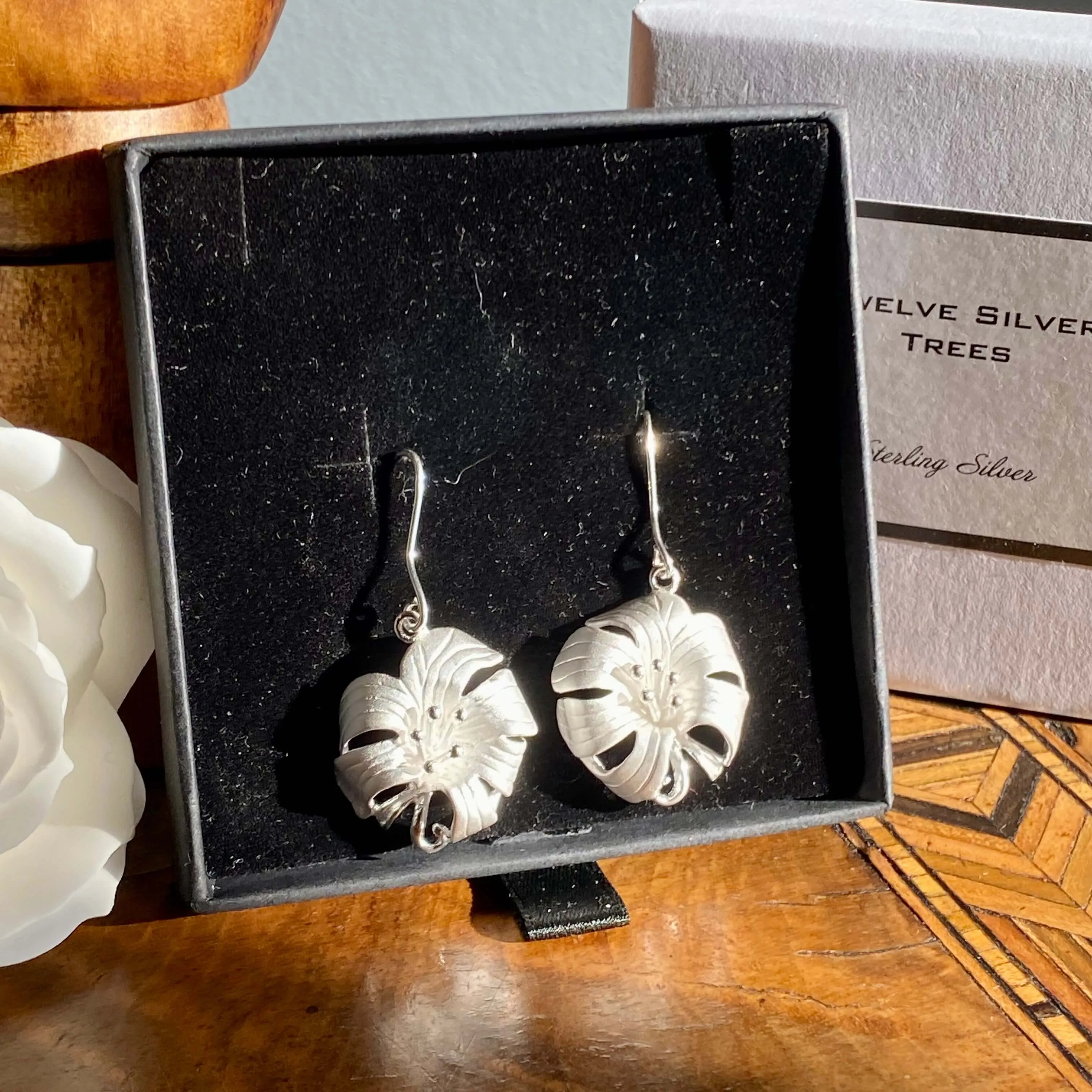 Large Sterling Silver Lily Earrings