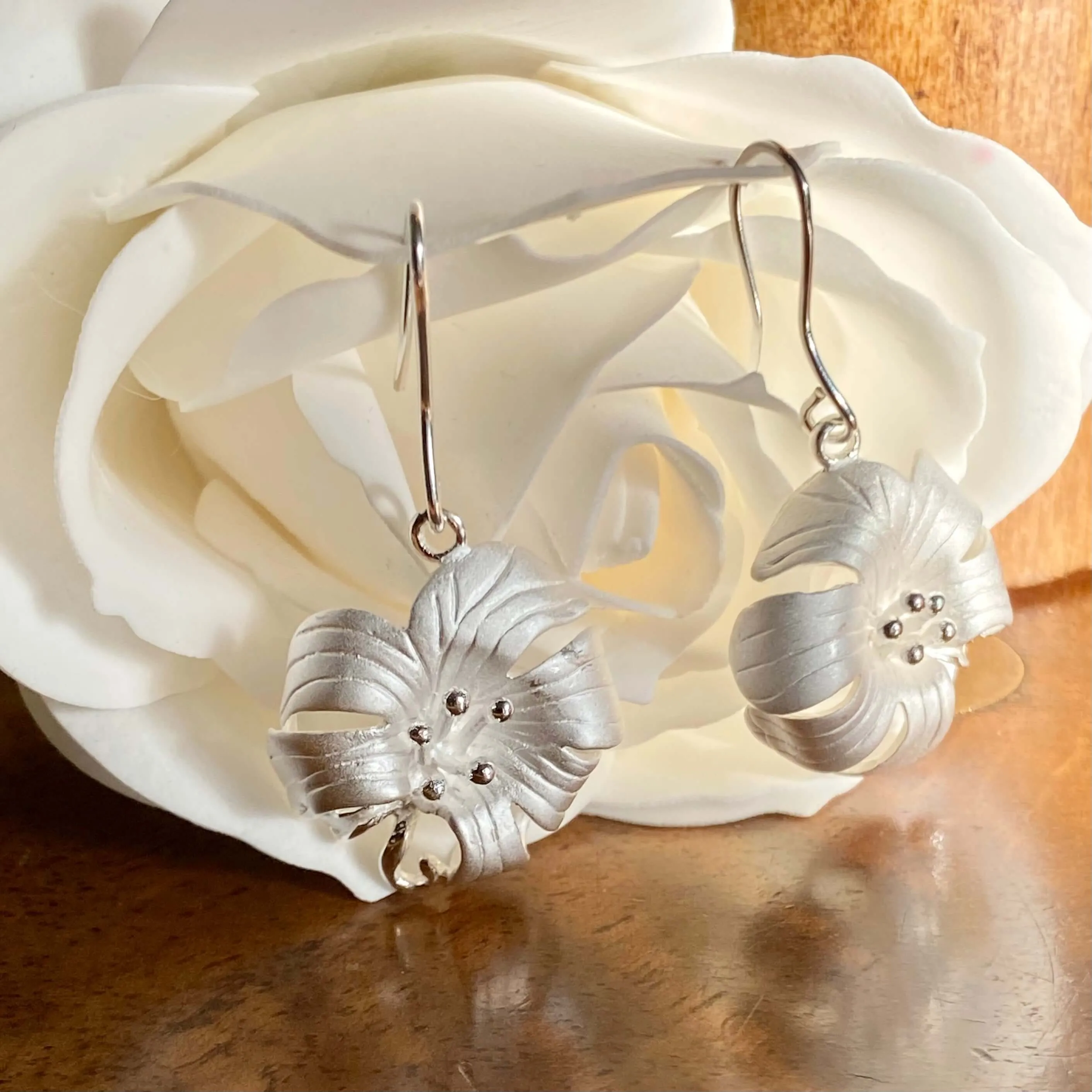 Large Sterling Silver Lily Earrings