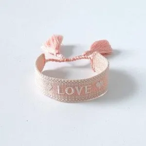 LOVE Adjustable Bracelet | Pale Pink