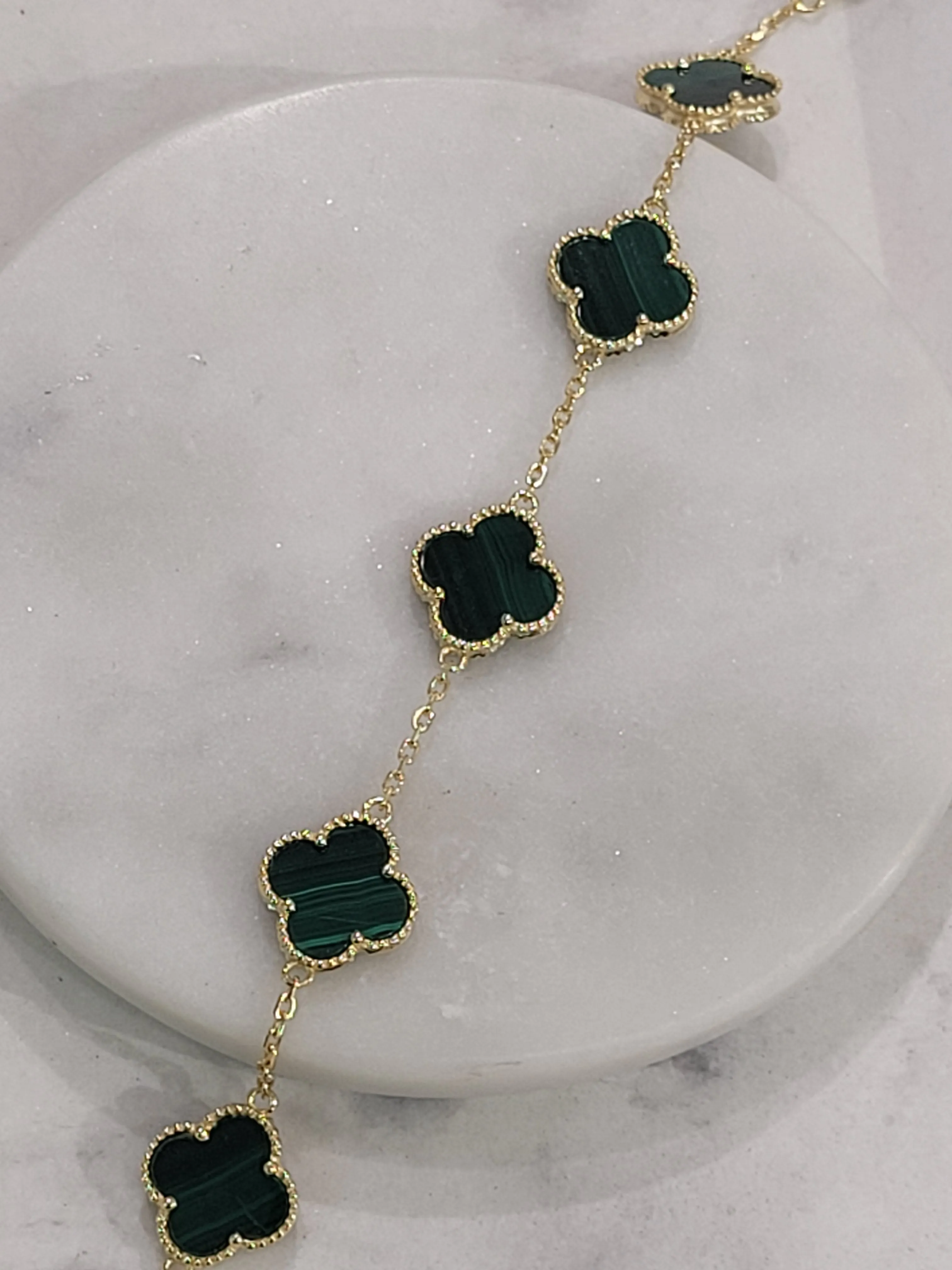 Malachite 5 station Clover Bracelet