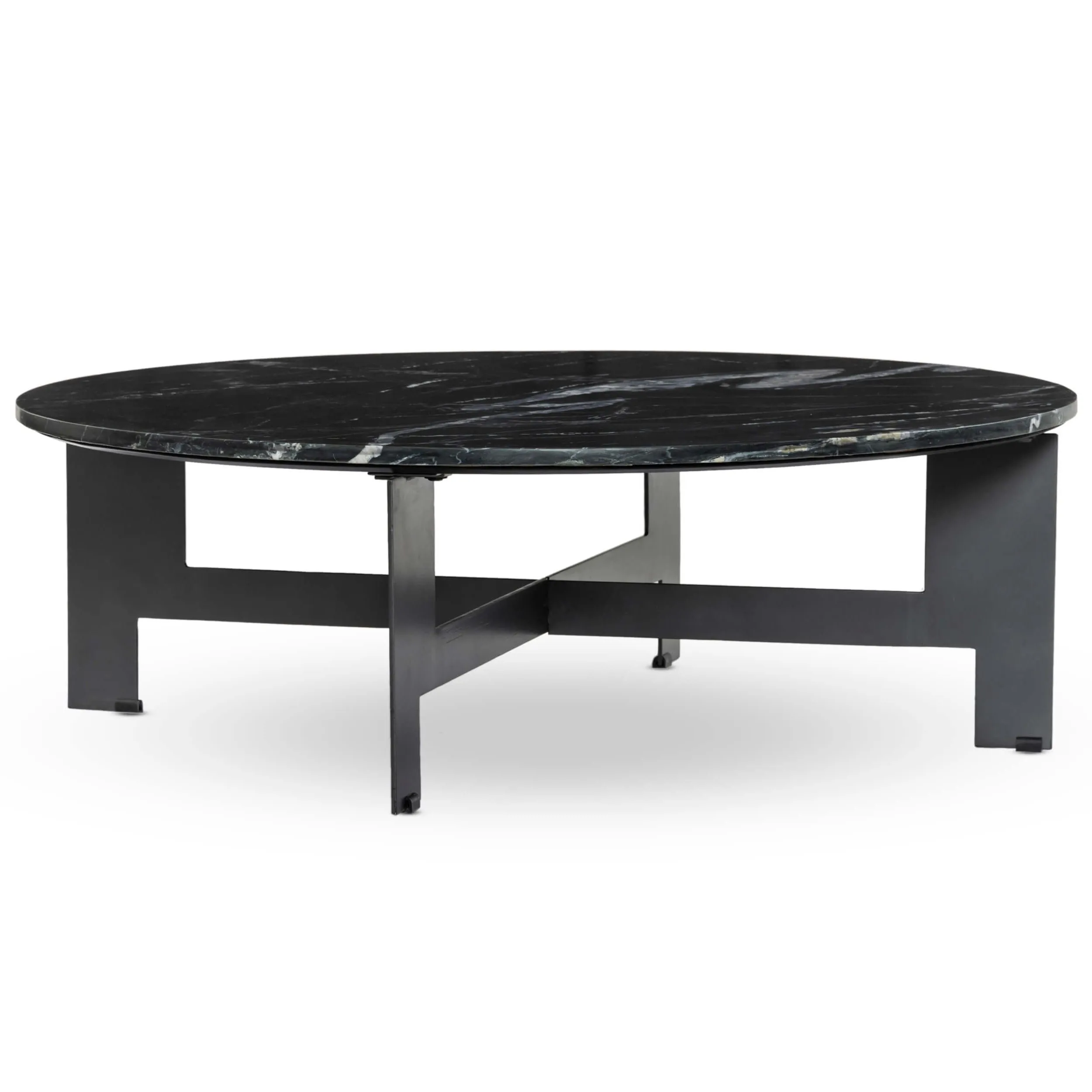 Marble Round Coffee Table, Black
