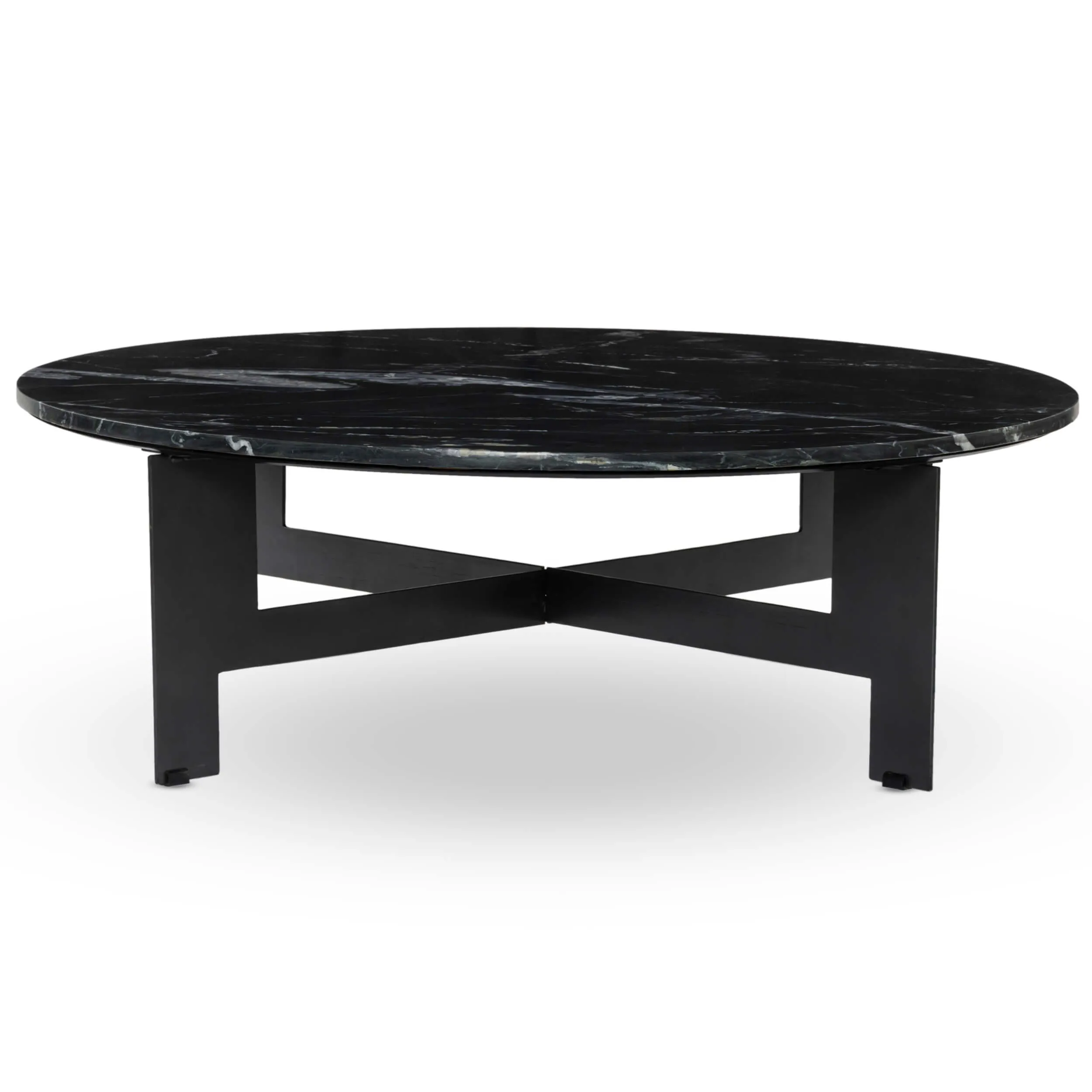 Marble Round Coffee Table, Black
