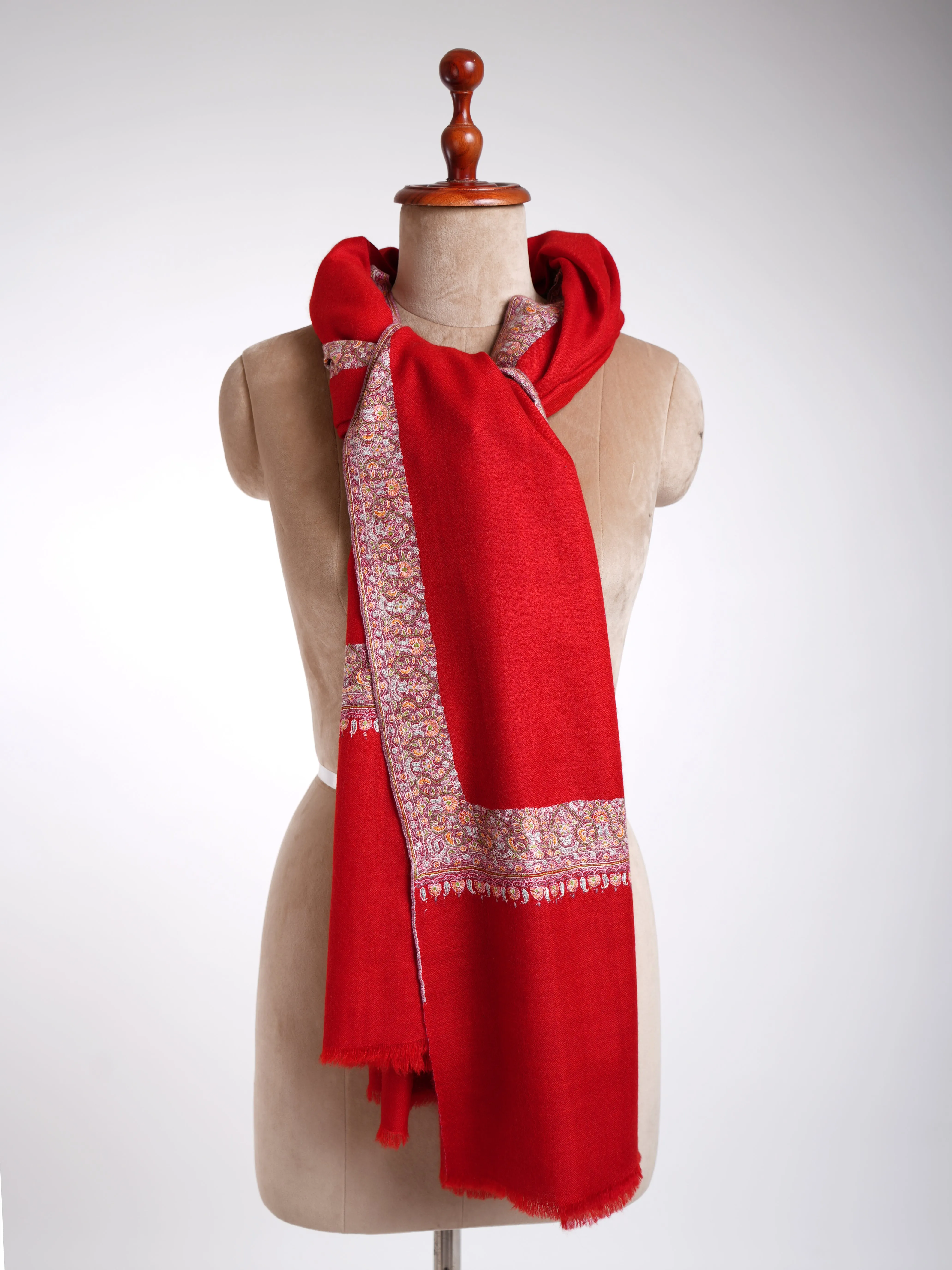 Neemdaur Authentic Pashmina Shawl Fiery Red