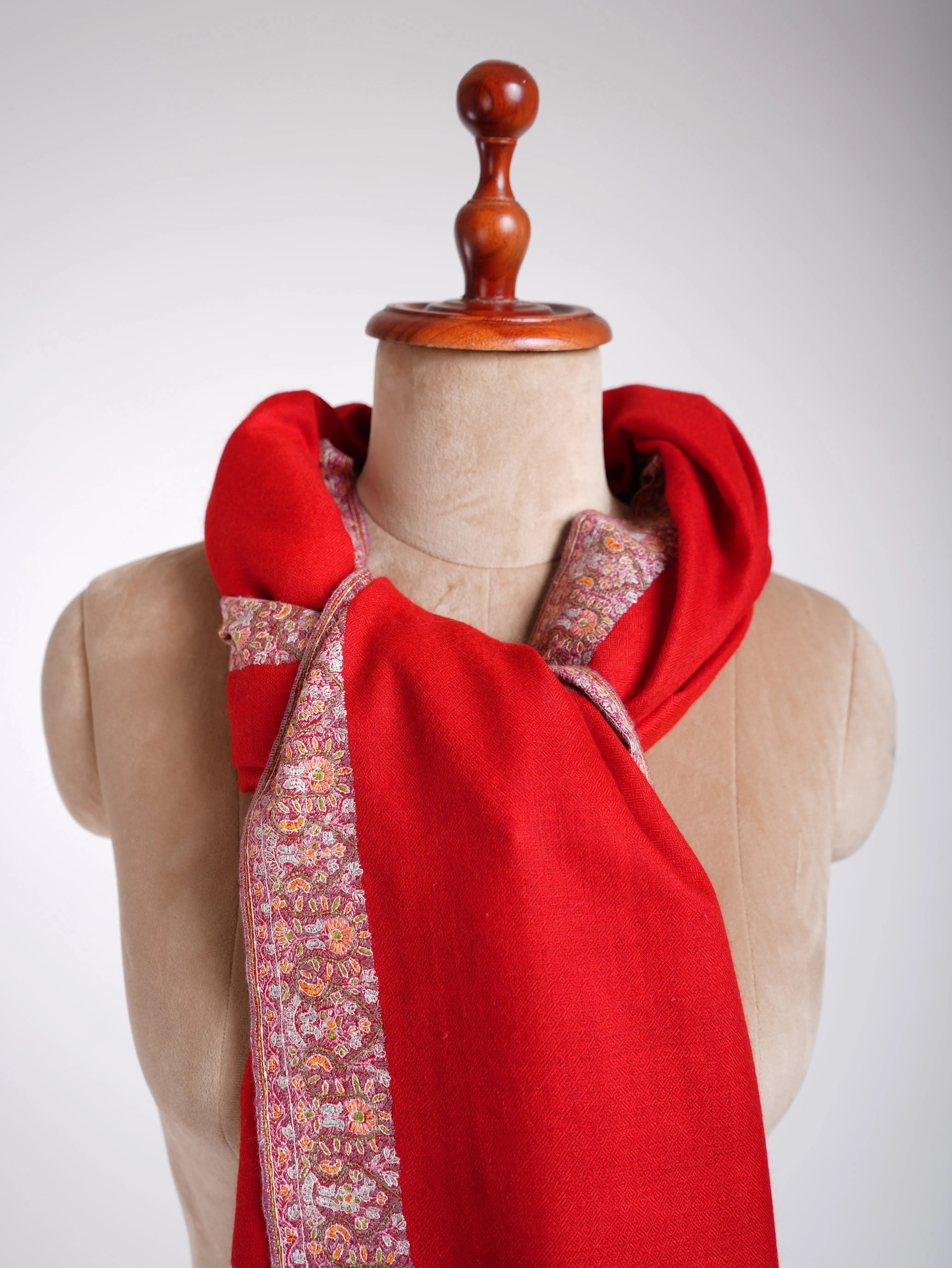 Neemdaur Authentic Pashmina Shawl Fiery Red