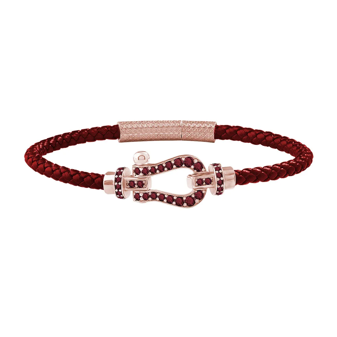 Pave Buckle Leather Bracelet in Gold