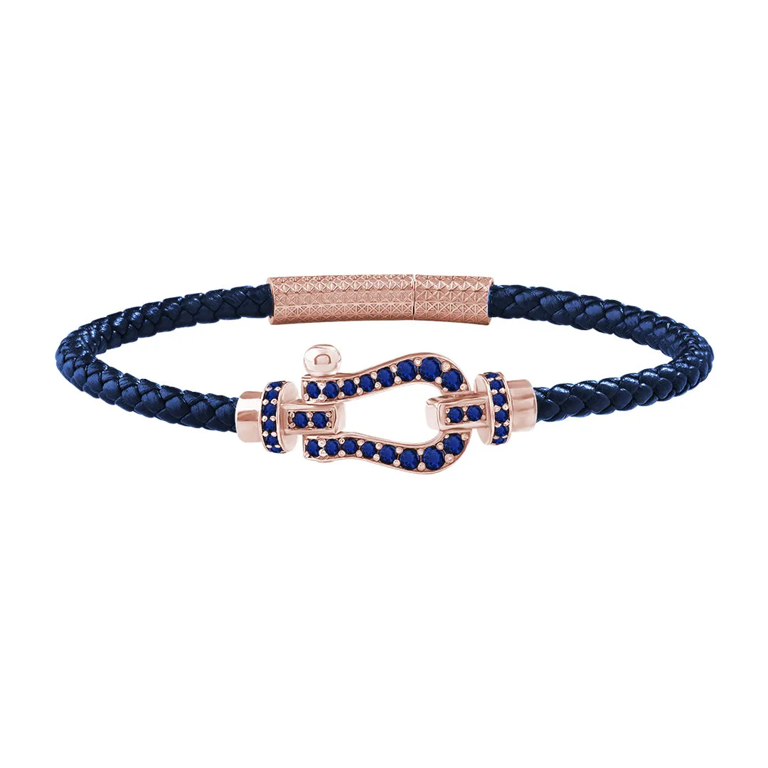 Pave Buckle Leather Bracelet in Gold